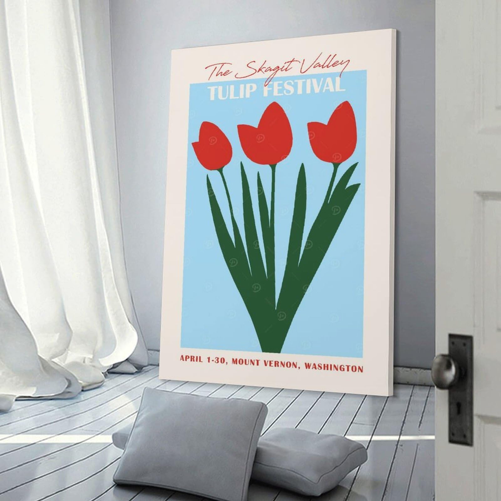 Junmoney Tulip Festival Washington Wall Art Print, 08x12inch(20x30cm), for Lounge Decor, Bedroom Walls Or Flats, Decorative Artwork for Empty Walls