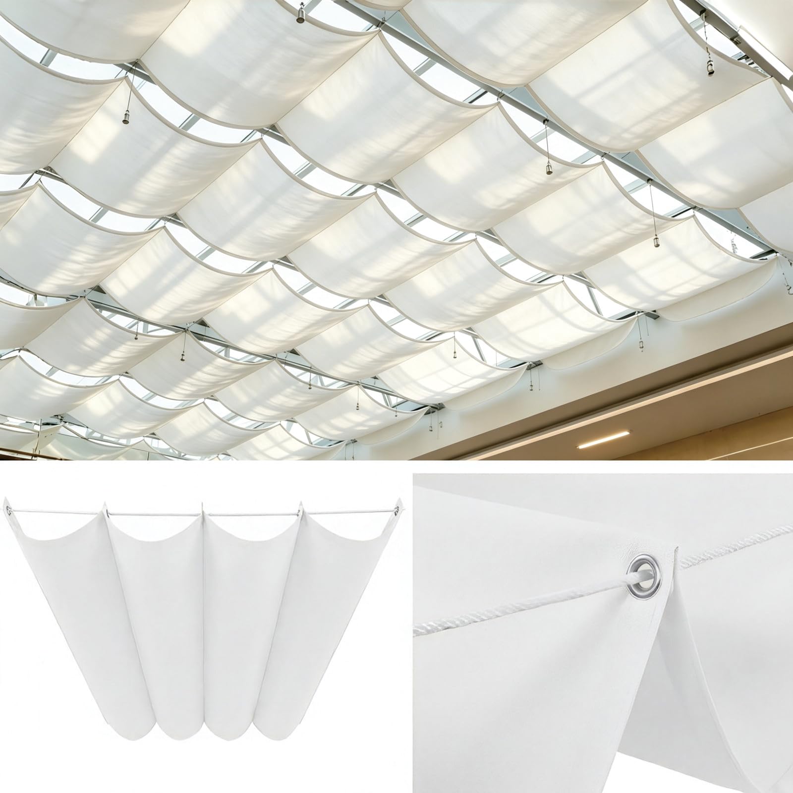 Voile d'ombrage rétractable avec 98% protection UV bâche PES blanche