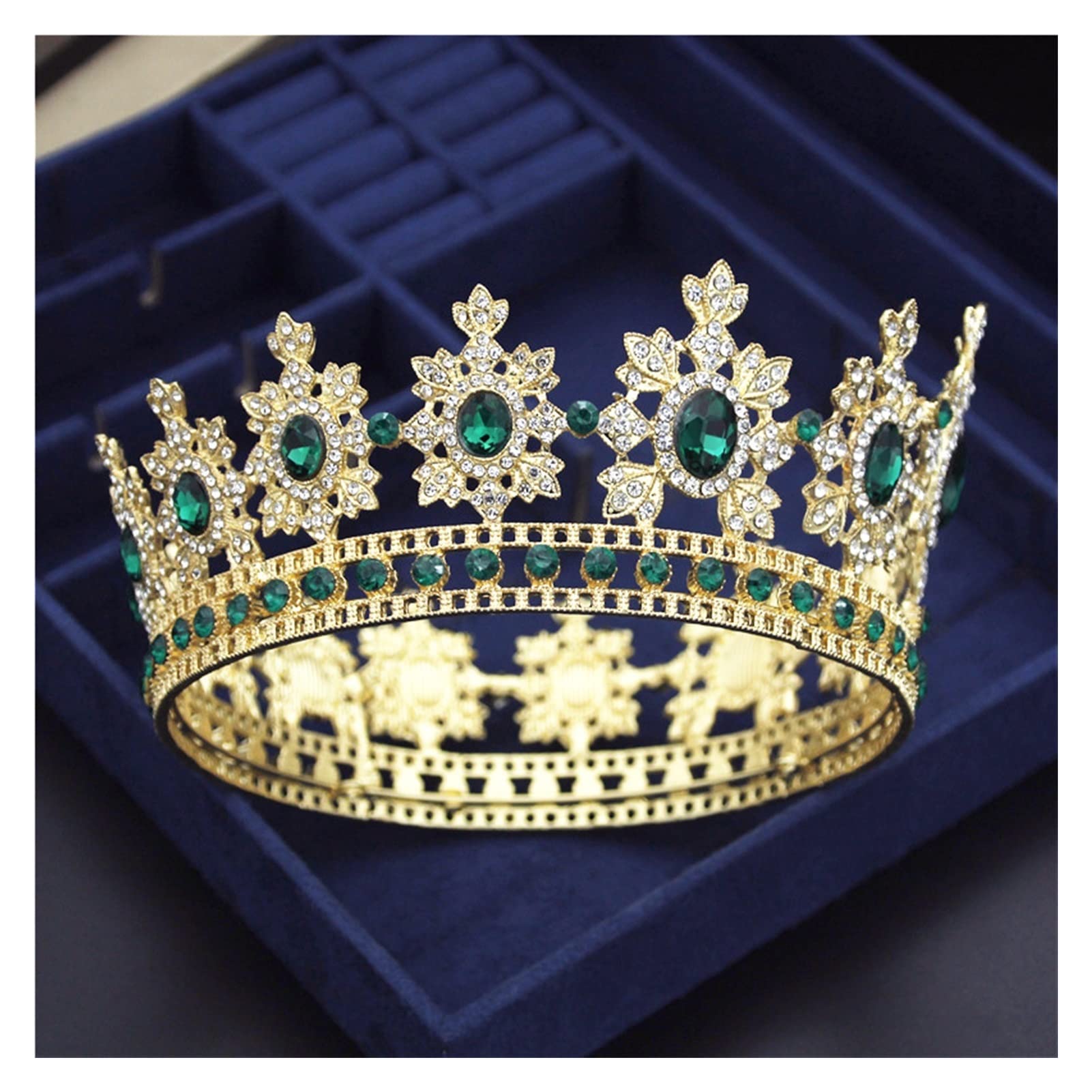 Corona de metal con strass para novias y tiara redonda de rey para fiestas infantiles 6