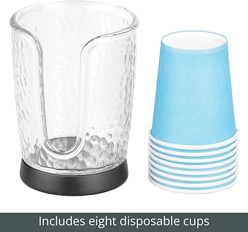 Miniatura 4 de mDesign - Dispensador de tazas de papel desechable compacto y compacto, de plástico, soporte de almacenamiento para enjuagar tazas en encimeras de