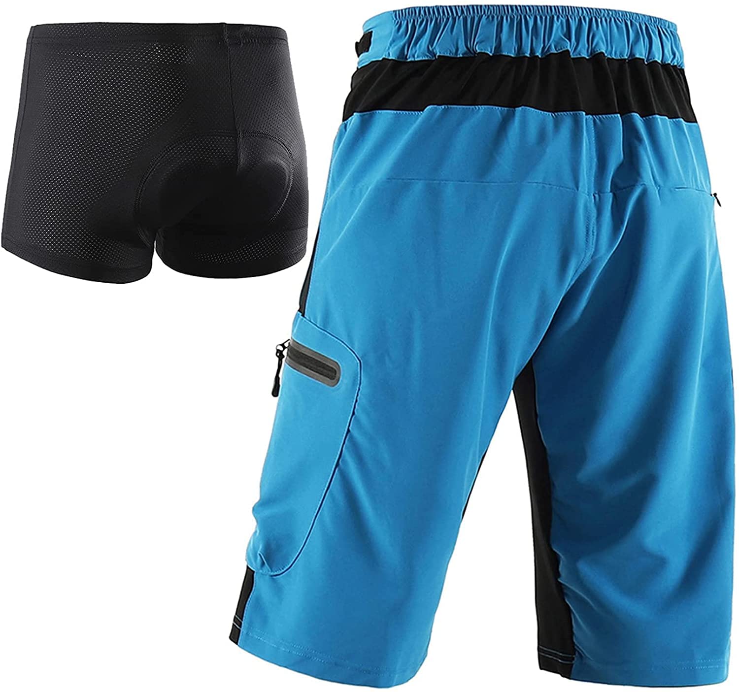 Pantaloncini MTB Uomo, Pantaloncini Ciclismo Biciclette con 3D Cuscino, Bici MTB Pantaloni Loose Traspirante Shorts per Ciclismo da Corsa All'aperto