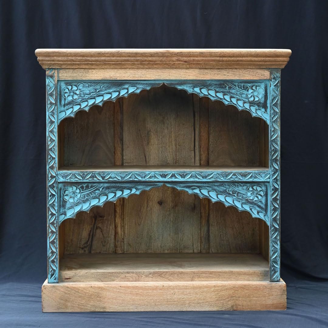 Indune Lifestyle Traditional Style Wooden Book Shelf or Rack, Distressed Blue, Height 30 Inch-image-16