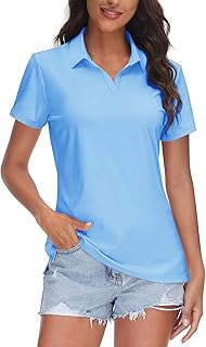 TACVASEN Women's Sun Protection V-Neck Polo