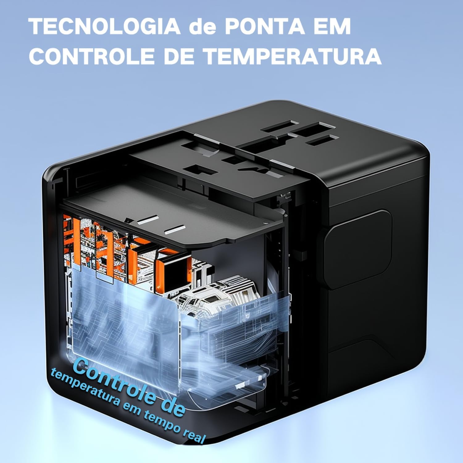 Carregador de Viagem Universal com 3 USB-C + 2 USB-A, Adaptador para 180+ Países, 35W, Preto - Compatível com PD/QC/PPS, 6 Dispositivos Simultâneos