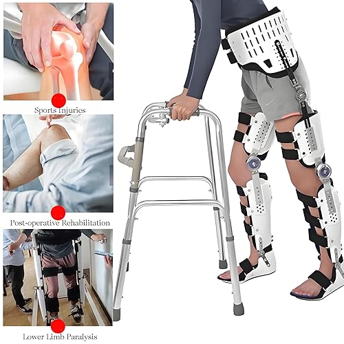Miniatura 6 de Inmovilizador ortopédico de rodilla, soporte de pierna completa ajustable, soporte de ortesis de cadera, rodilla, tobillo y pie con botas para