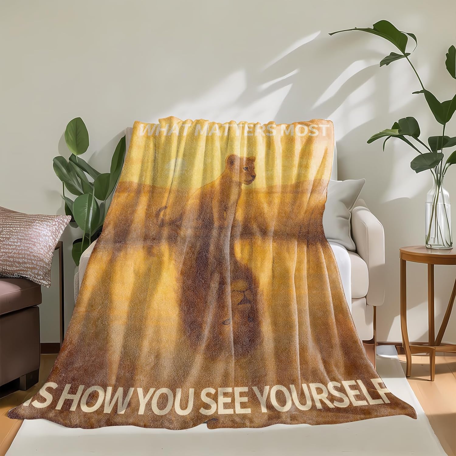Inspirational Lion Blanket Soft Lightweight Flannel Throw Blanket for Living Room Bedding Travel Home Decor Cozy 50x60 Inch Blankets Gifts for Adults Kids Women Men