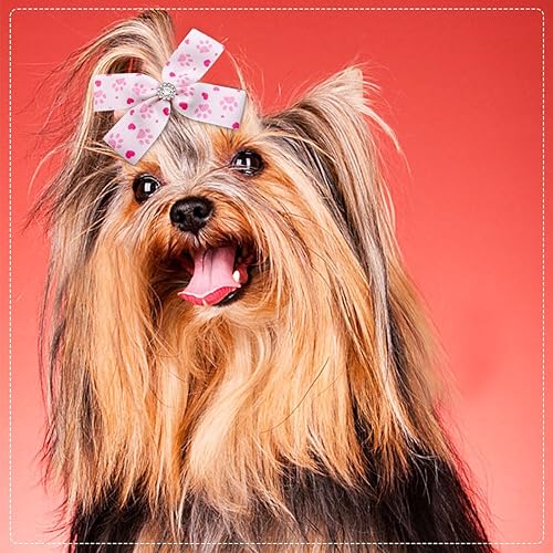 Miniatura 6 de PET SHOW 50 unidades25 pares de lazos para el pelo de perro grande de 4 pulgadas, a granel con pinzas de cocodrilo para perros medianos y grandes,