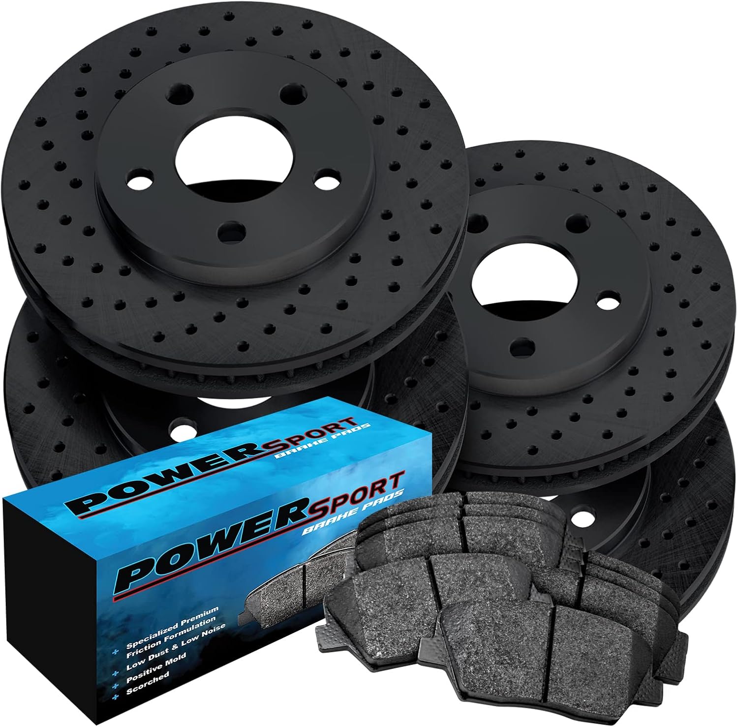 Power Sport PowerSport Front Rear Brakes and Rotors Kit |Front Rear Brake Pads| Brake Rotors and Pads| Ceramic Brake Pads and Rotors |fits 2015-2020 Volkswagen Passat