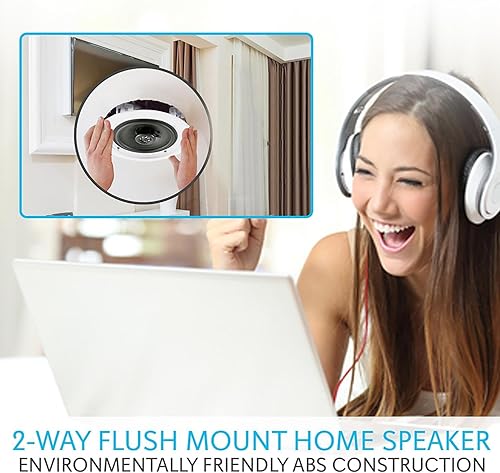 Miniatura 6 de Pyle - Par de altavoces de 6.5" Bluetooth de montaje empotrado en paredtecho, sistema de altavoces de 2 vías con conexiones rápidas, parrilla