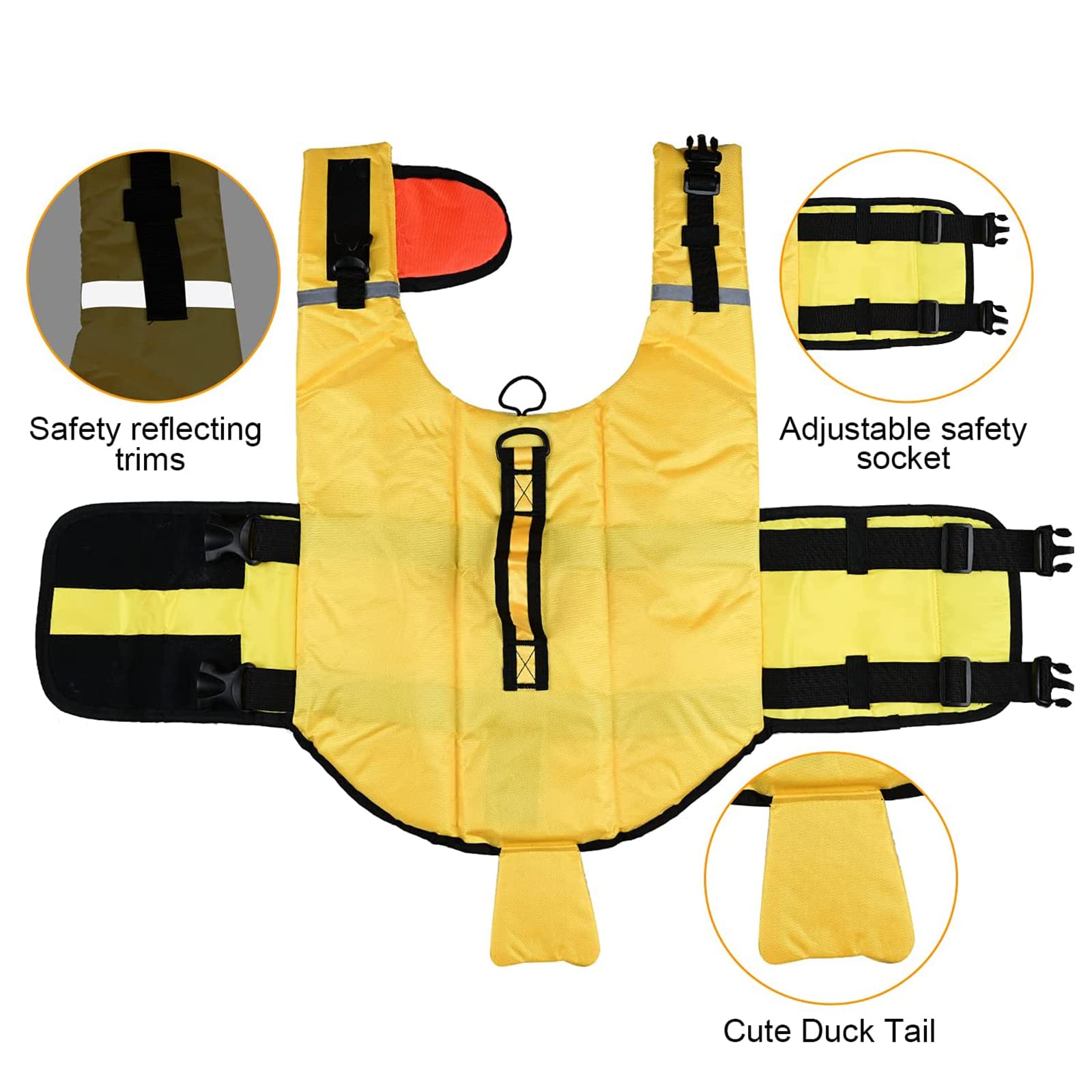 Gilet De Sauvetage Pour Chien, Réfléchissantes Ajustable Gilet De Sauvetage Chien Pratique Et Durable,Gilet De Flottaison Animaux Gilet Natation Avec Poignée Pet Life Jacket,Jaune,XL