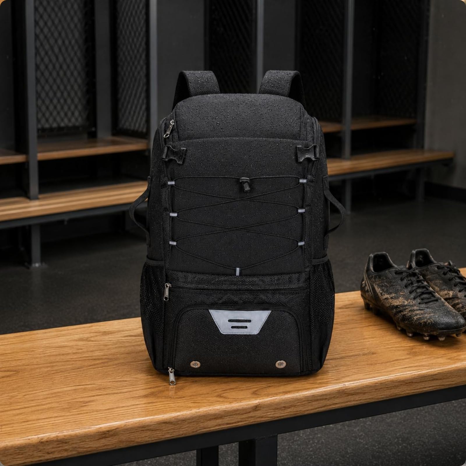 Zaino Porta Scarpe Strutturato Zaino Fitness Rete Laterale Sacca Palestra, Nero, Nero