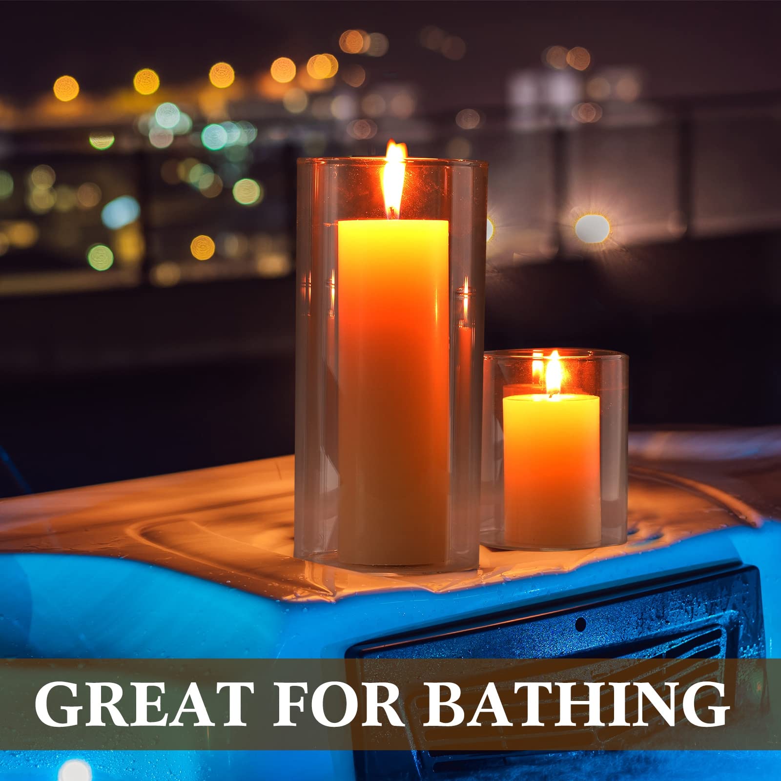 Treela Set of 8 Slim Pillar Candles and Glass Cylinder Vases White Pillar Candles Clear Vases for Centerpieces Wedding Candle Holders Clear Pillar Jar for Home Table Centerpiece Decor Party Favors