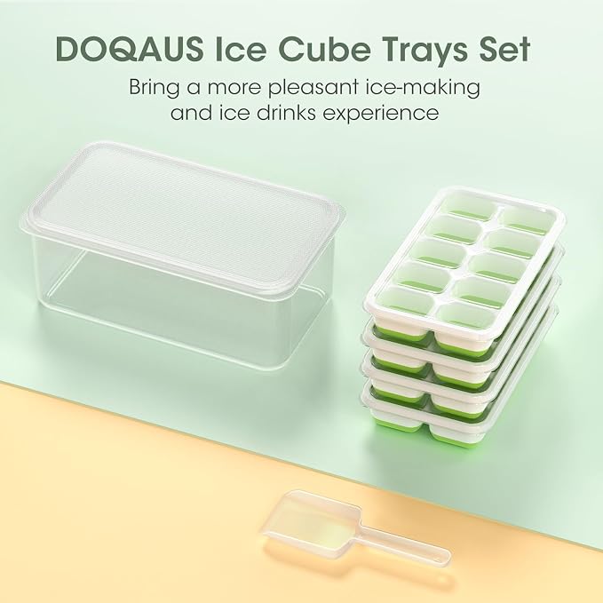 Set de 4 bandejas de hielo con tapa y depósito DOQAUS miniatura 8