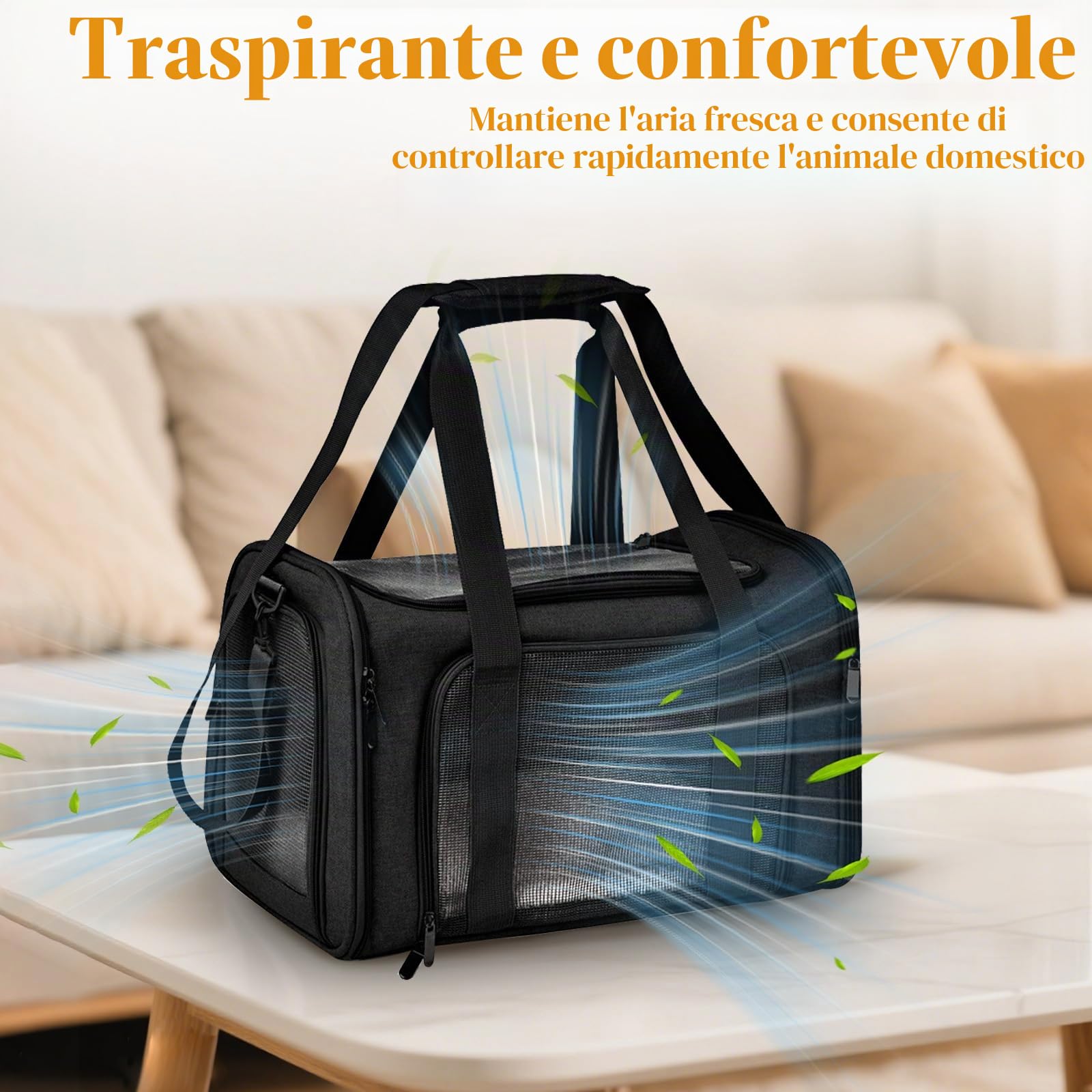 SI SEN Trasportino gatti, 45 x 30 x 30 cm, trasportino gatti con griglia a tre lati, pieghevole, adatto per gatti e cani sotto i 6 kg, M - grigio