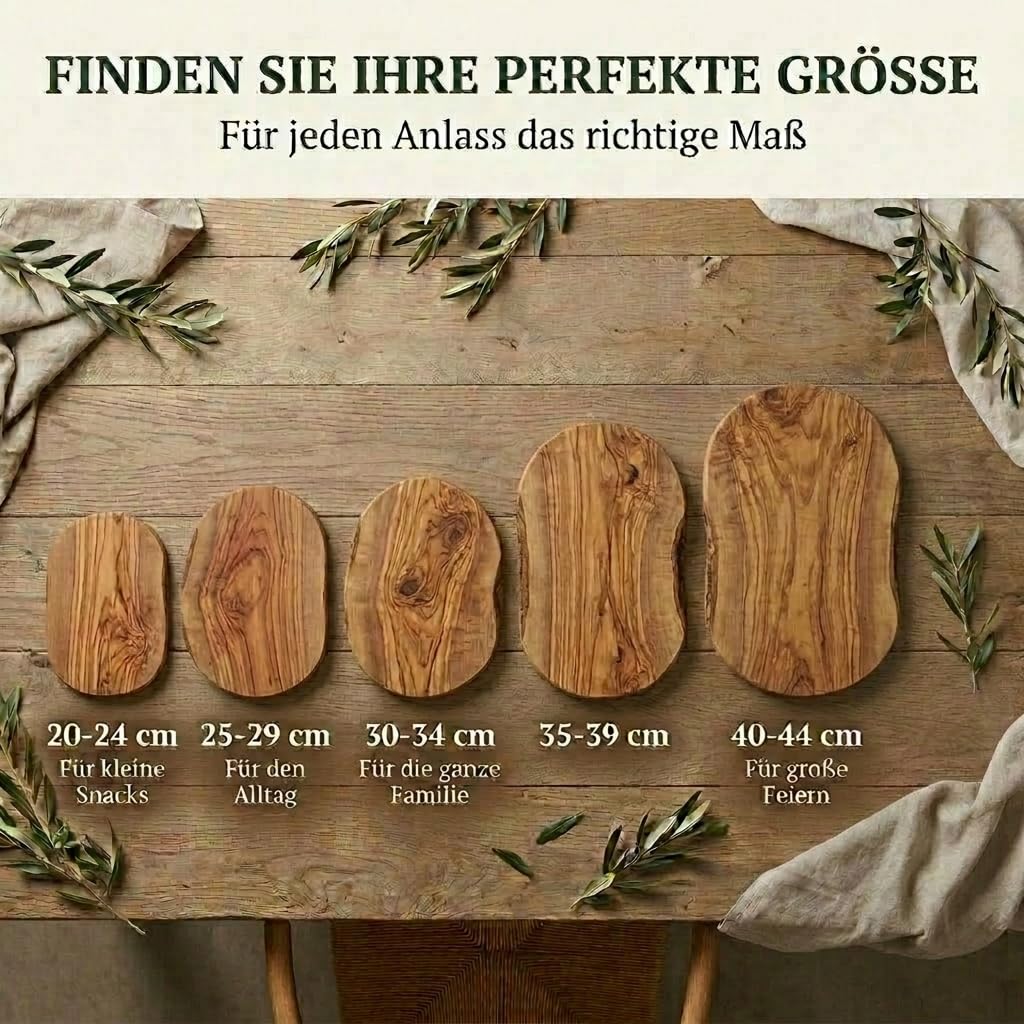 Tagliere personalizzato, legno d'ulivo - Tagliere rustico in legno d'ulivo con incisione come regalo individuale (50-55 cm)