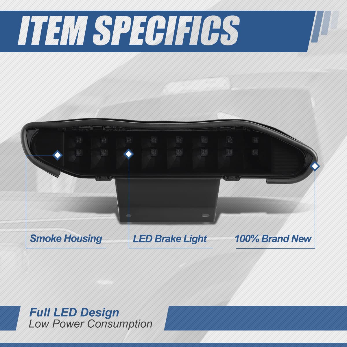 Auto Dynasty Dual Row LED Tinted Lens 3rd Third Tail Brake Light Lamp Compatible with Xterra WD22 00-04