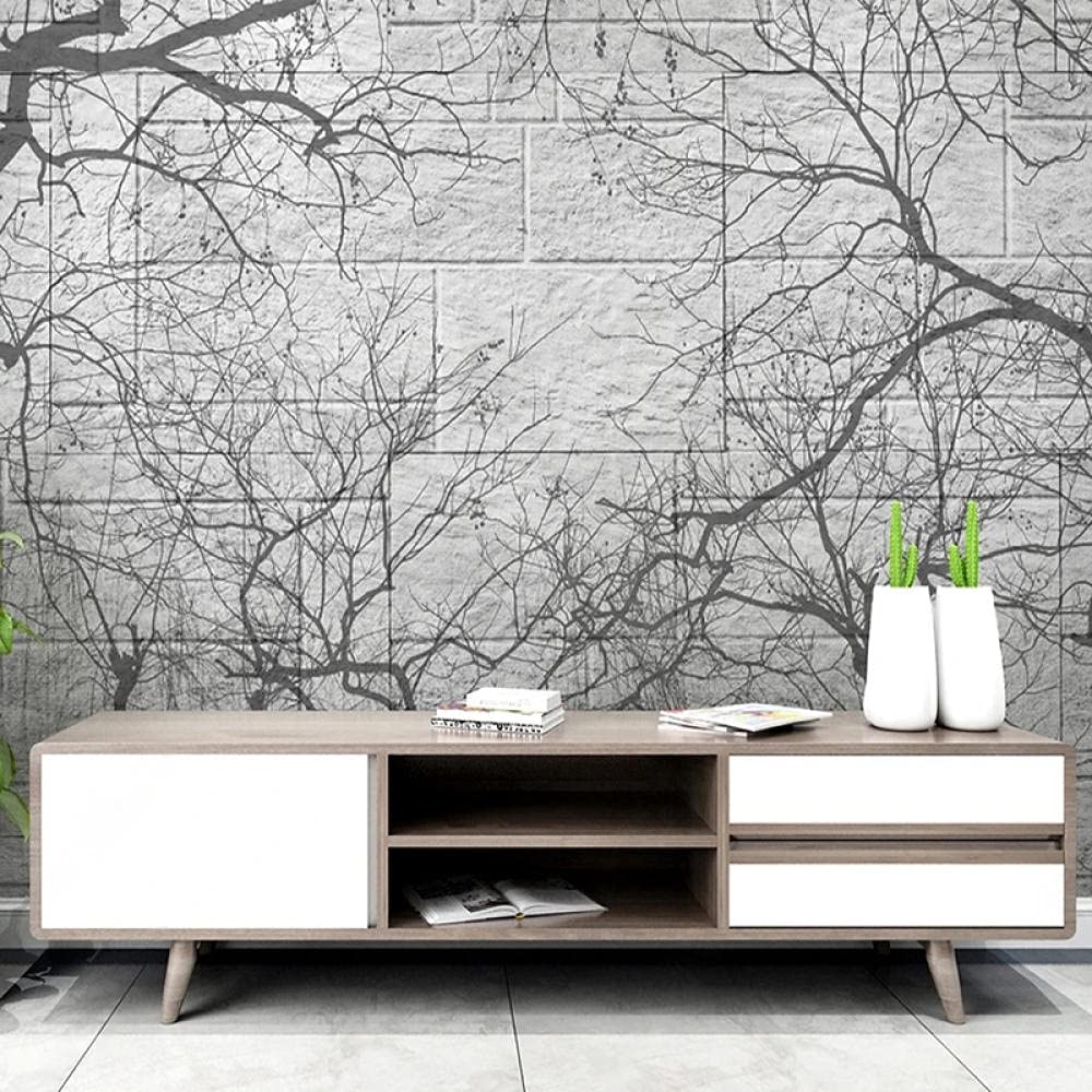 Carta da parati murale mattone pietra naturale albero sfondo carta da parati decorazione della casa arte design in bianco e nero 3D