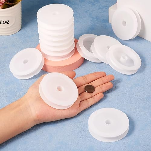 Miniatura 2 de Craftdady 50 carretes de alambre de plástico vacíos de 2.64 pulgadas de diámetro, bobinas de hilo para abalorios de hilo de alambre