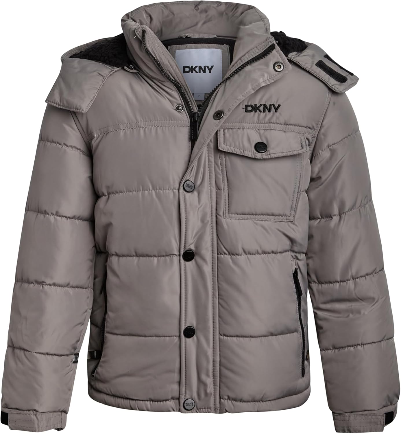 DKNY Boys Puffer Jacket - Wind Water Resistant Polar Fleece Lined Boys Winter Coat - Cozy Kids Jacket with Sherpa Lined Hood