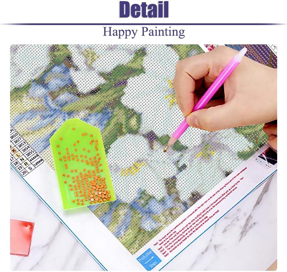 Miniatura 6 de FQOVKYN Kits de pintura de diamantes para adultos, kits de arte de pintura de diamantes de flores, bricolaje de puntos de diamante completo, arte y