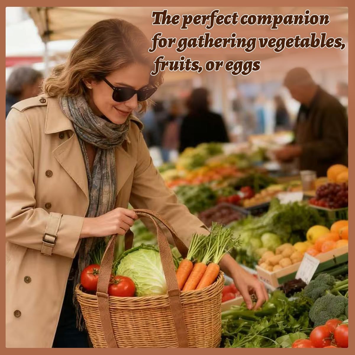 2 Pcs Plastic Wicker Shopping Basket with Handle12"x 8.5"x 6"Hand-Woven Plastic Picnic Basket Reusable Camping Market Basket for Groceries Organization Decor Camping Lightweight Wicker Tote