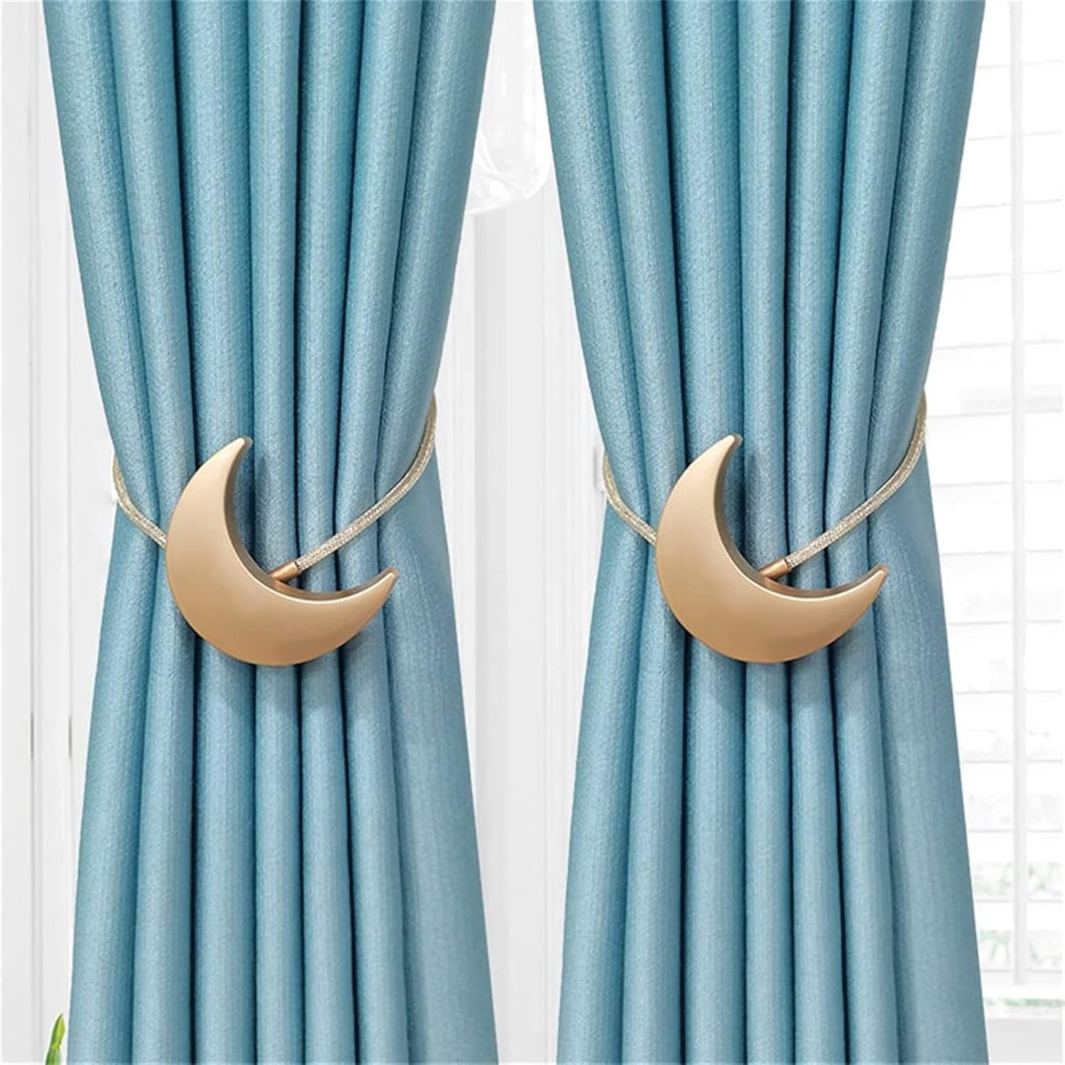 Curtain Magnetic Buckle Tie Rope A Pair of Moon Lanyards Cute Storage Tie Curtain Buckle (A
