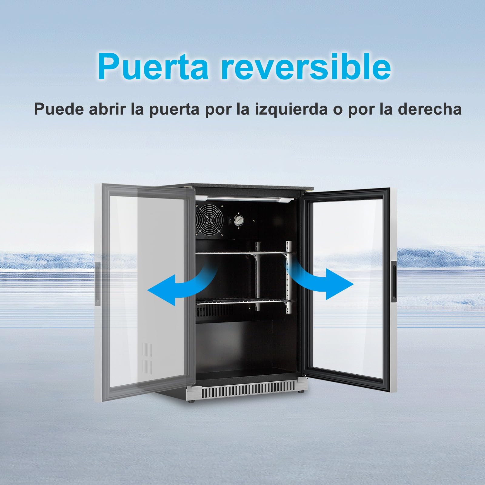 Weili 90L Frigoríficos para Bebidas, Refrigerador con Puerta de Vidrio con Iluminación LED Azul, Nevera Portatil Electrica Rango de Temperatura 3-10°C, Refrigeradores de Vino para Cerveza/Jugo