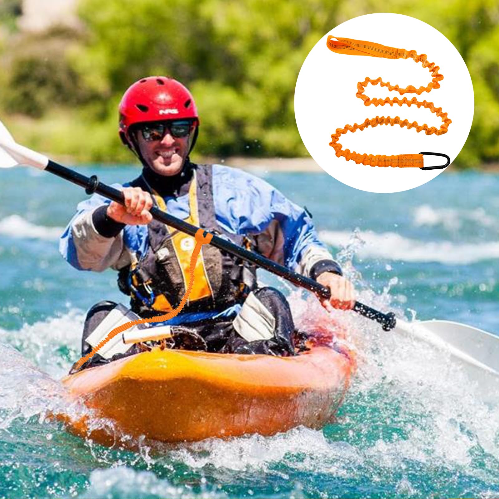 2 Pezzi Guinzaglio per Pagaia da Kayak, 1,5m Elastico di Sicurezza Paddle Line con Moschettone, Kayak Paddle Leash per Canoa Barca Pesca Pole Accessori