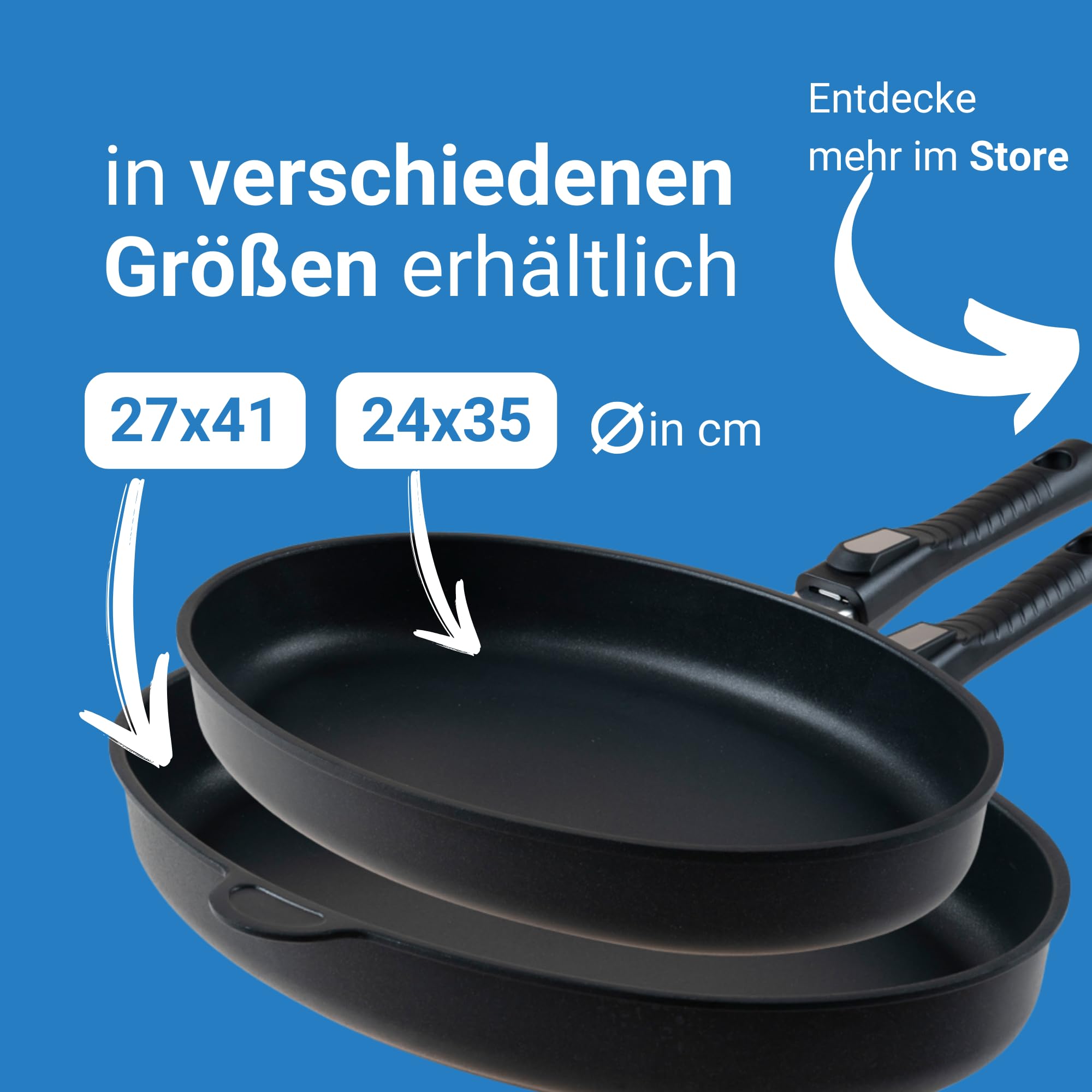 Harecker Fischpfanne 35x24 cm Aluguss mit abnehmbarem Stiel | Antihaft ohne PFOA | für Induktion, Gas, Ceran, Elektro | backofenfest & langlebig | Made in Germany