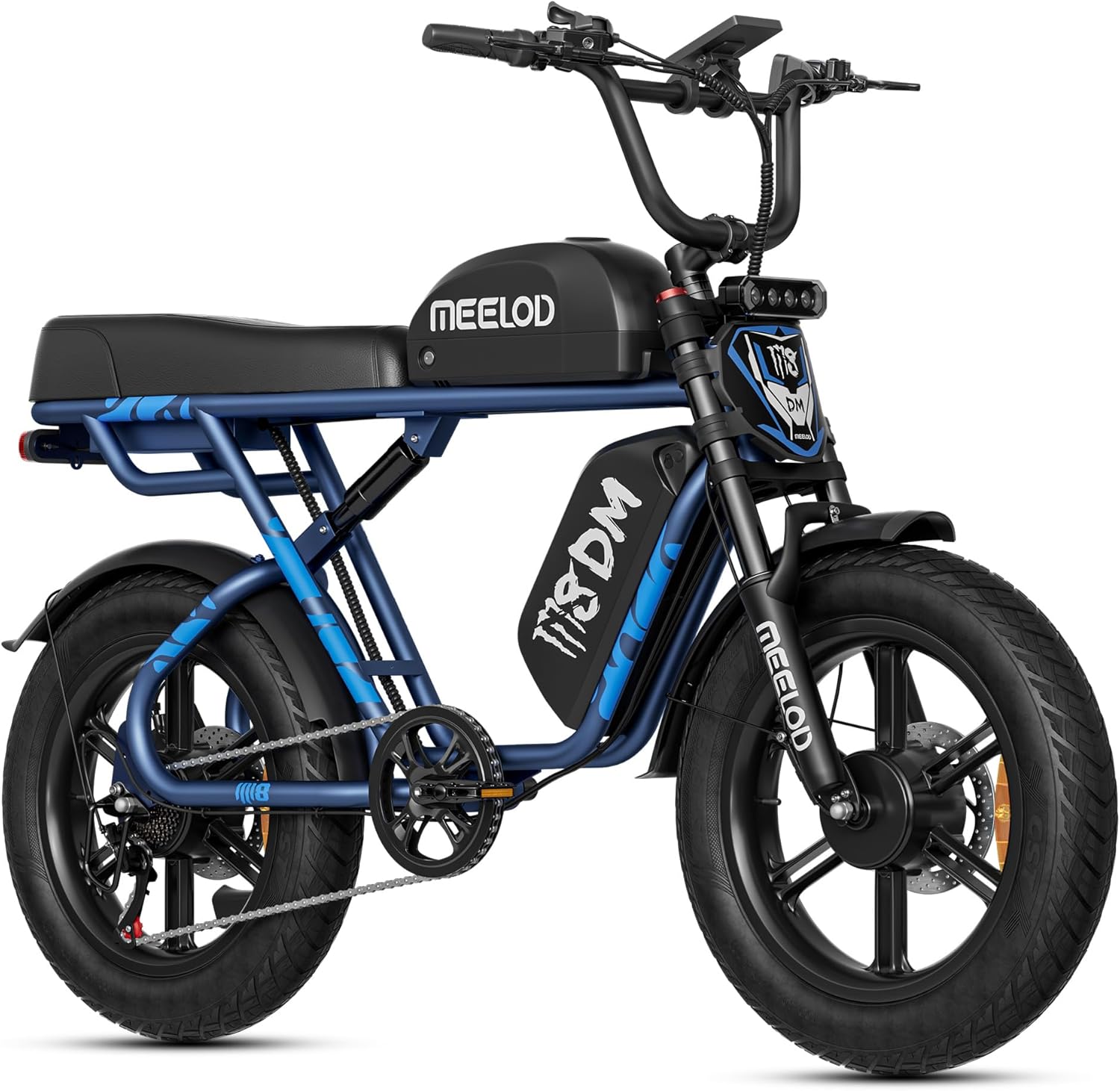 Electric Bike for Adults,2400W Dual Motor 48V 32Ah Dual Battery Moped Ebike, 75-150 Miles, 35MPH, 20″ Fat Tire, 7-Speed Electric Dirt Bike with Full Suspension Hydraulic Brake