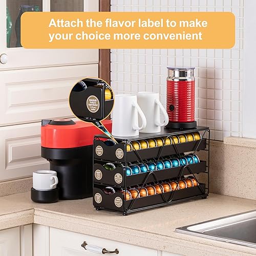 Miniatura 5 de Flagship Para Nespresso - Soporte para cápsulas cajón grande Mullti Tier Coffee Pod Holder Vertuo 3 niveles 60 cápsulas