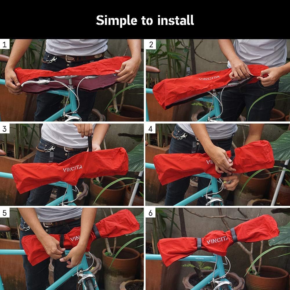 Vincita Water-Resistant Durable Handlebar Rain Cover Red Bike Cover for Mountain Bikes, Folding Bike, E-Bikes, Bikepacking Accessories (Red) : Sports & Outdoors