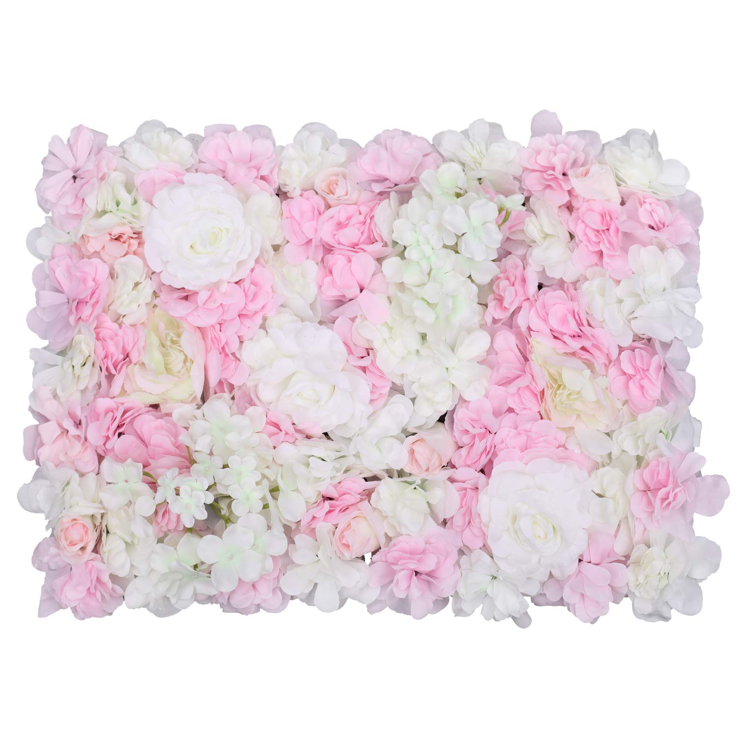 Trimming Shop Artificial Flowers Wall Panels DIY Fake Flower Wall Silk Flower Romantic Floral Backdrop for Wedding Birthday Party Home Decoration, 60cm x 40cm, White & Dusty Rose, 1pc โ image 1