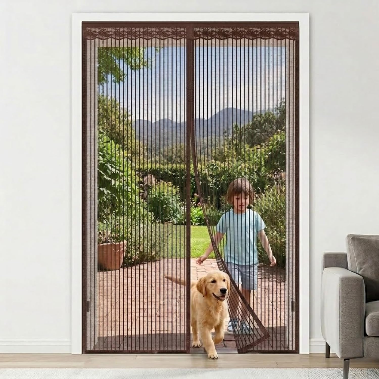 Moustiquaire de balcon latérale pour bloquer les insectes et résister aux chats