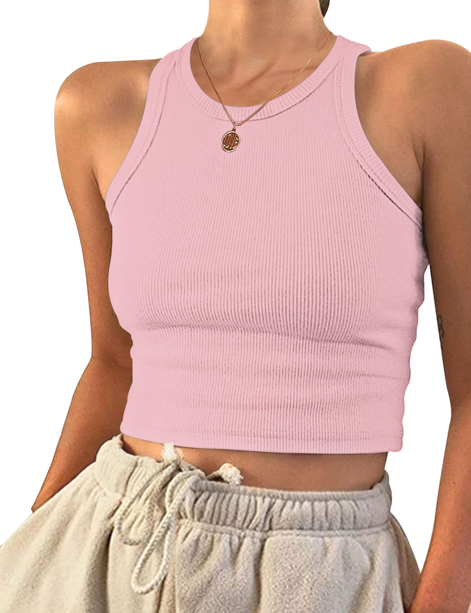PLOKNRD Damen Sommer Ärmellos Crop Tank Tops