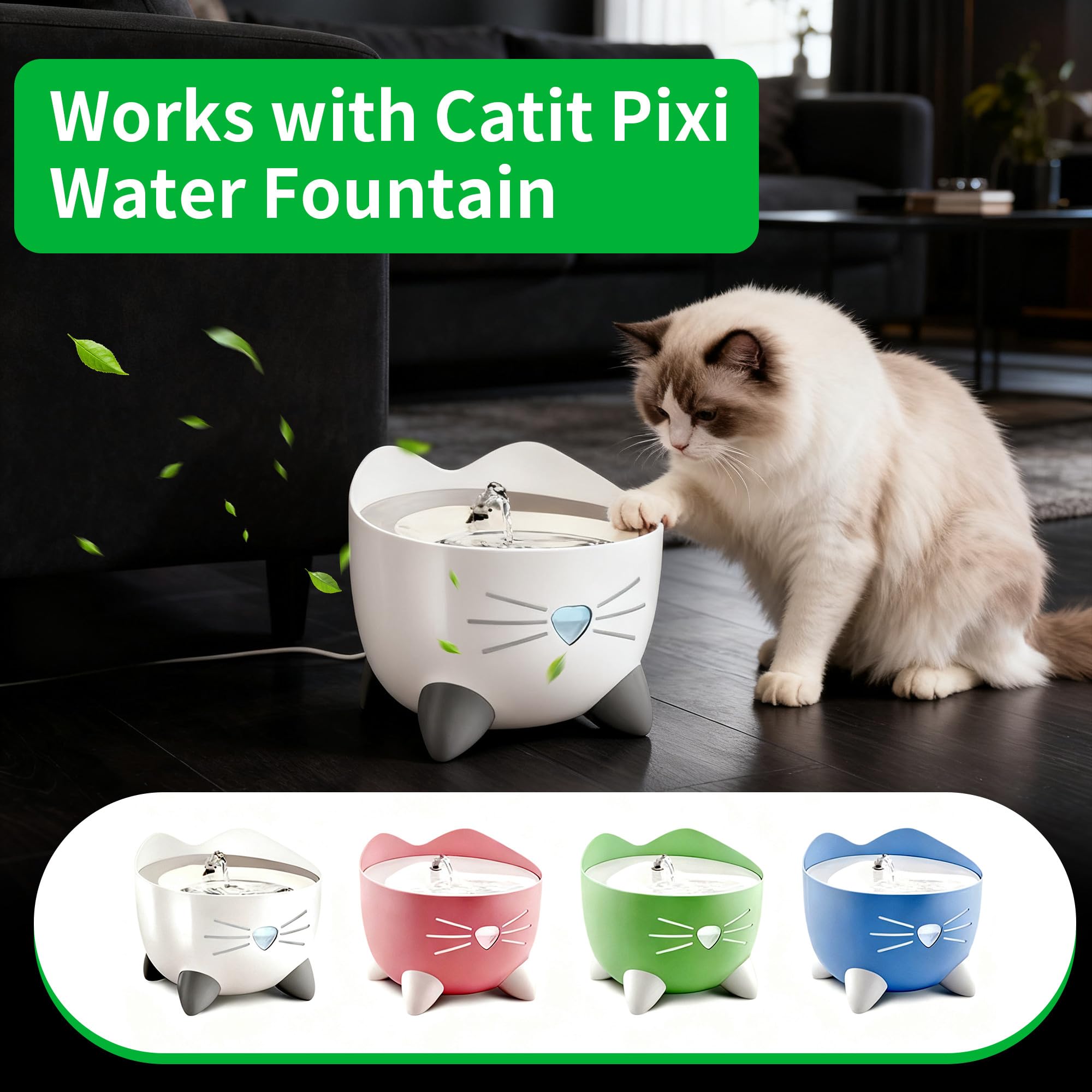 YeeQo 18 filtri fontanella per gatti e 3 tubi per Catit Pixi (2,5L), adatti per Catit 43722, 43717. Triplo sistema di filtrazione con carbone attivo e resina, filtro ad alta efficienza