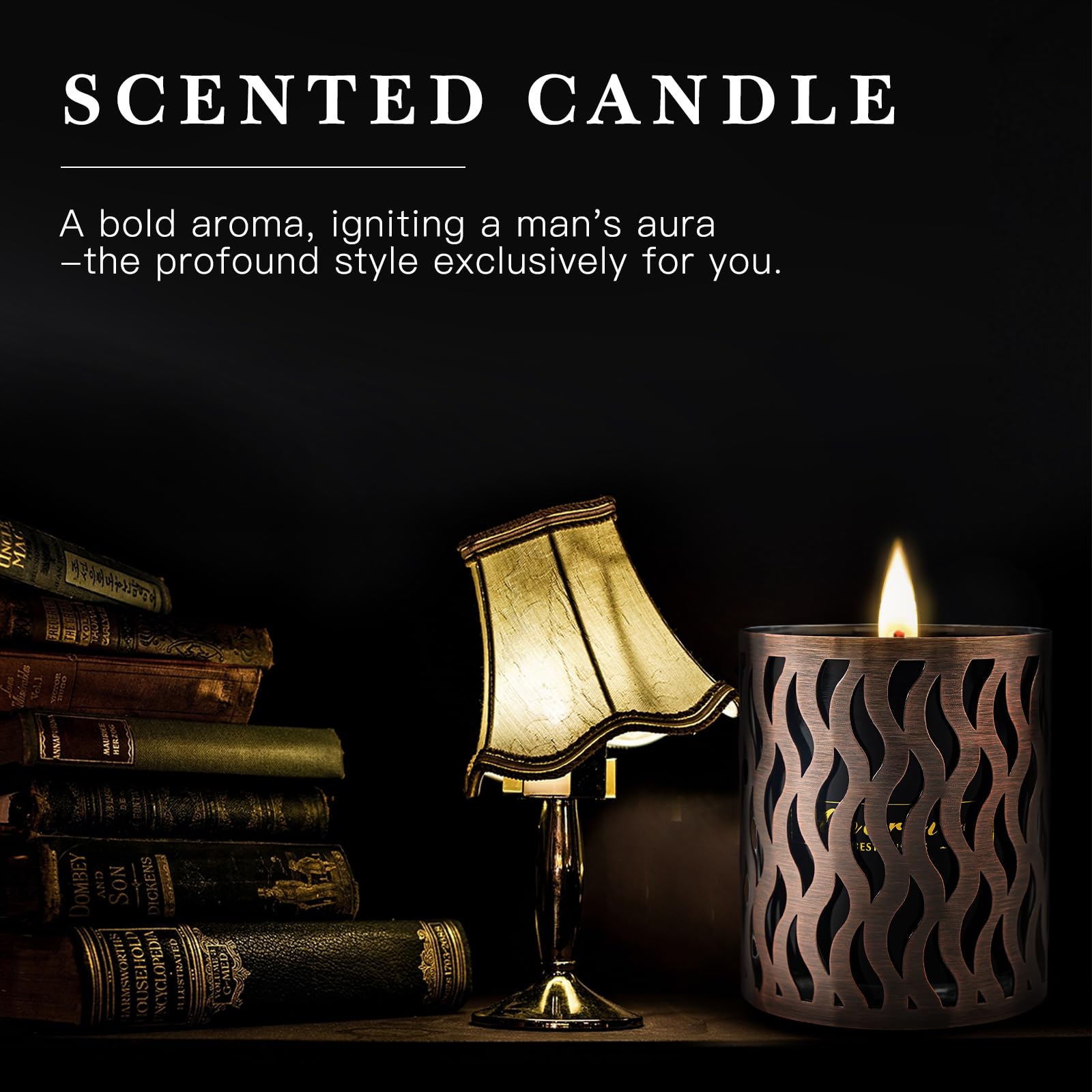 6 Pack Scented Candles Set, Men Candle Set, Gift for Men, 3 Pack Candles for Home with 3 Candle Holders, 120 Hour Soy Wax Aromatherapy Candle, Birthday Present Gifts for Dad with Gift Box