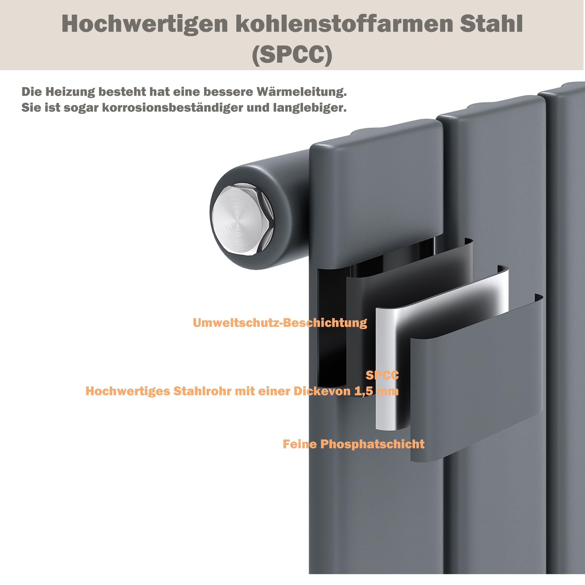 Grzejnik designerski grzejnik panelowy 465 x 1200 mm, poziomy, jednowarstwowy, z antracytowym multiblokiem, przyłącze boczne, antracyt grzejnik łazienkowy