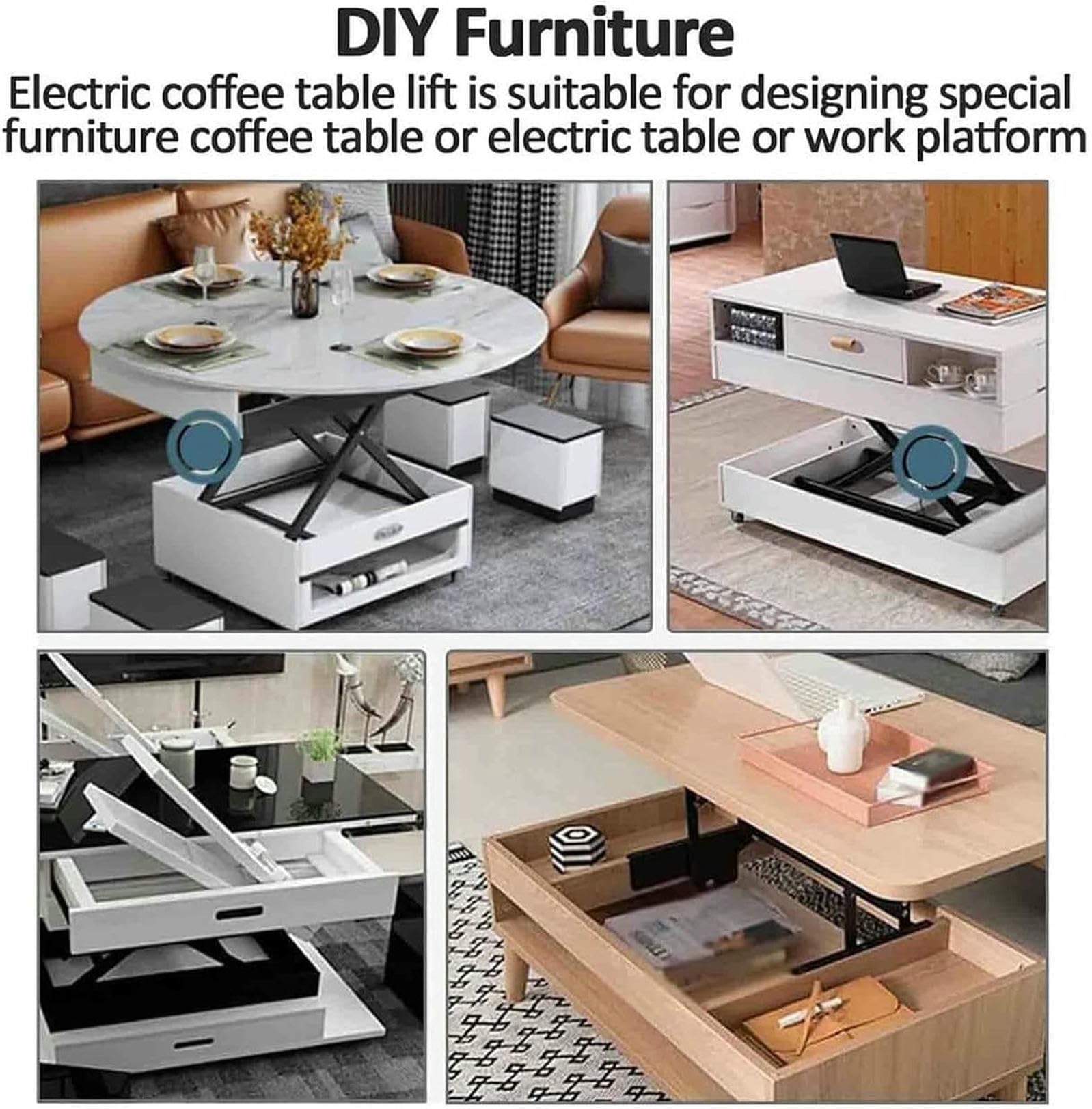 Tavolo da pranzo elettrico a forbice regolabile in altezza con telecomando, capacità 50, 100, 150 kg, perfetto per uso familiare, soluzione versatile per tavolino da caffè