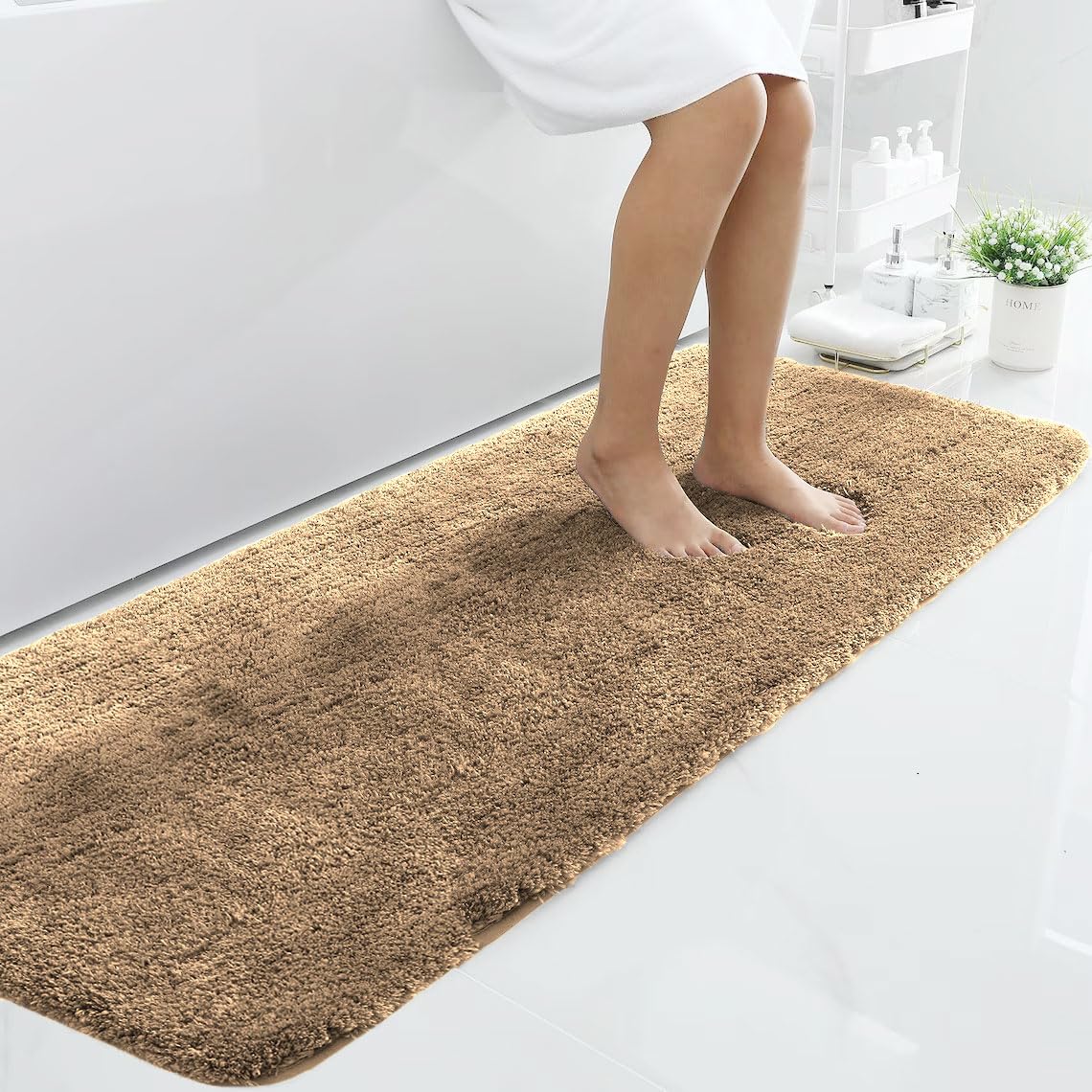 LUXE HOME INTERNATIONAL Microfiber Runner Super Soft Non Slip Vegas Rugs for Bedroom (2X5 Ft, Gold) Pack of 1