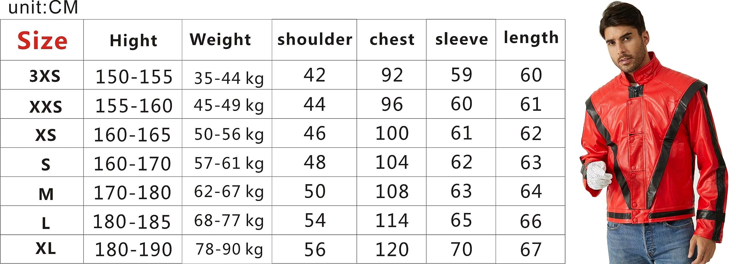 Giacche Rosso in Pelle Vestito Jacket Giacca Coat Halloween Natale Carnevale Concerto Role Play Retro Punk Disco Fancy Dress Costumi Outfit Costume Set Uomo Donna Unisex Adulti(Give Guanto)