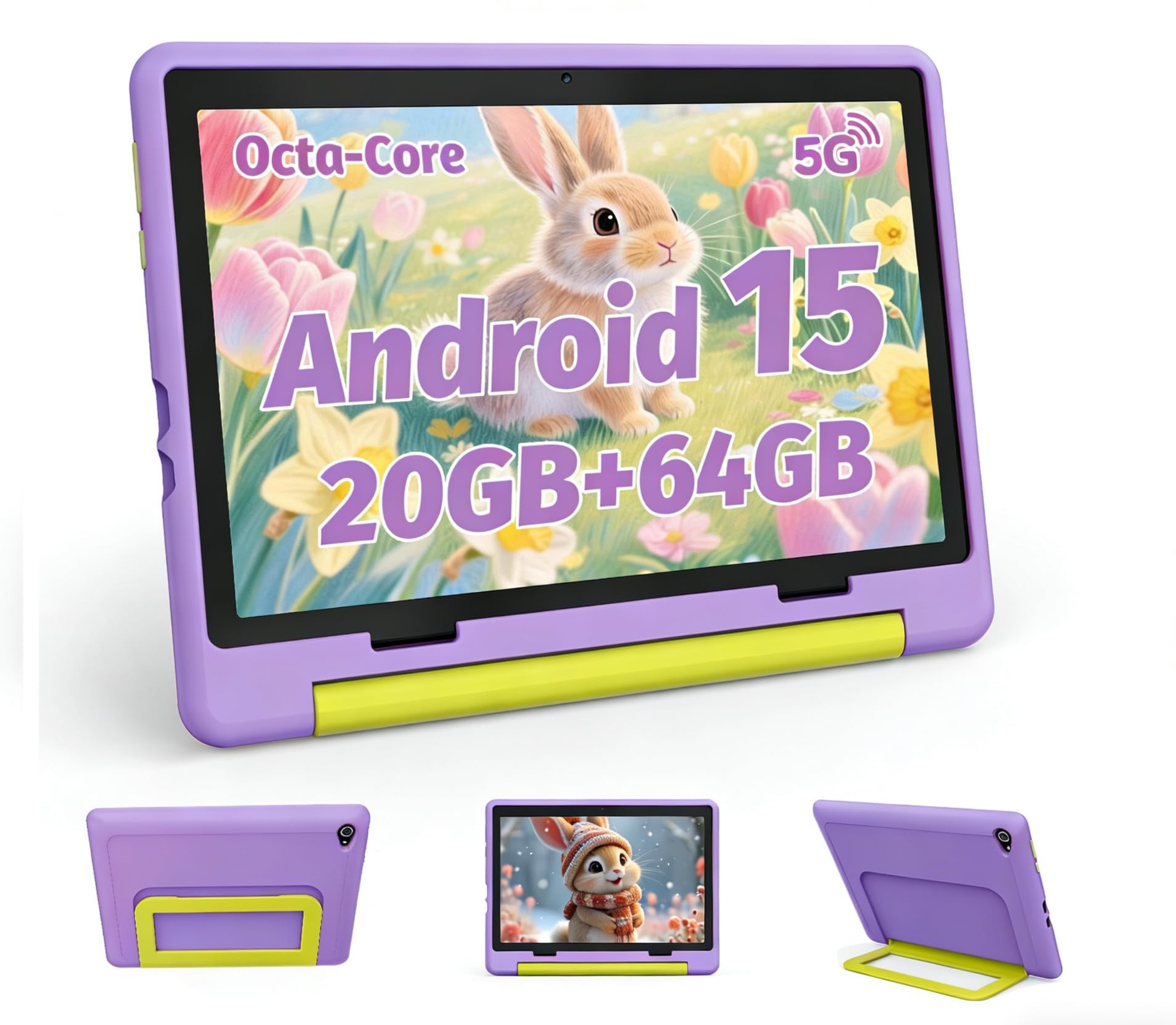 MUISOO Kids Tablet 10 inch, Android 15 Tablet for Kids Ages 3-12 Years, 20GB+64GB(1TB TF Expand), Octa-Core Processor, Parental Controls, WiFi 6, BT5.3, Preloaded Edu Apps Pad with Case (Blue) — view 8