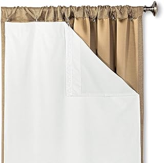 HLC.ME White Thermal Insulated 100% Blackout Curtain Liner 95-96 inch Window Panels - Full Darkness & Window Privacy, Energy Efficient, Noise Reducing - Hooks Included (2 Panels, 50 W x 92 inch)