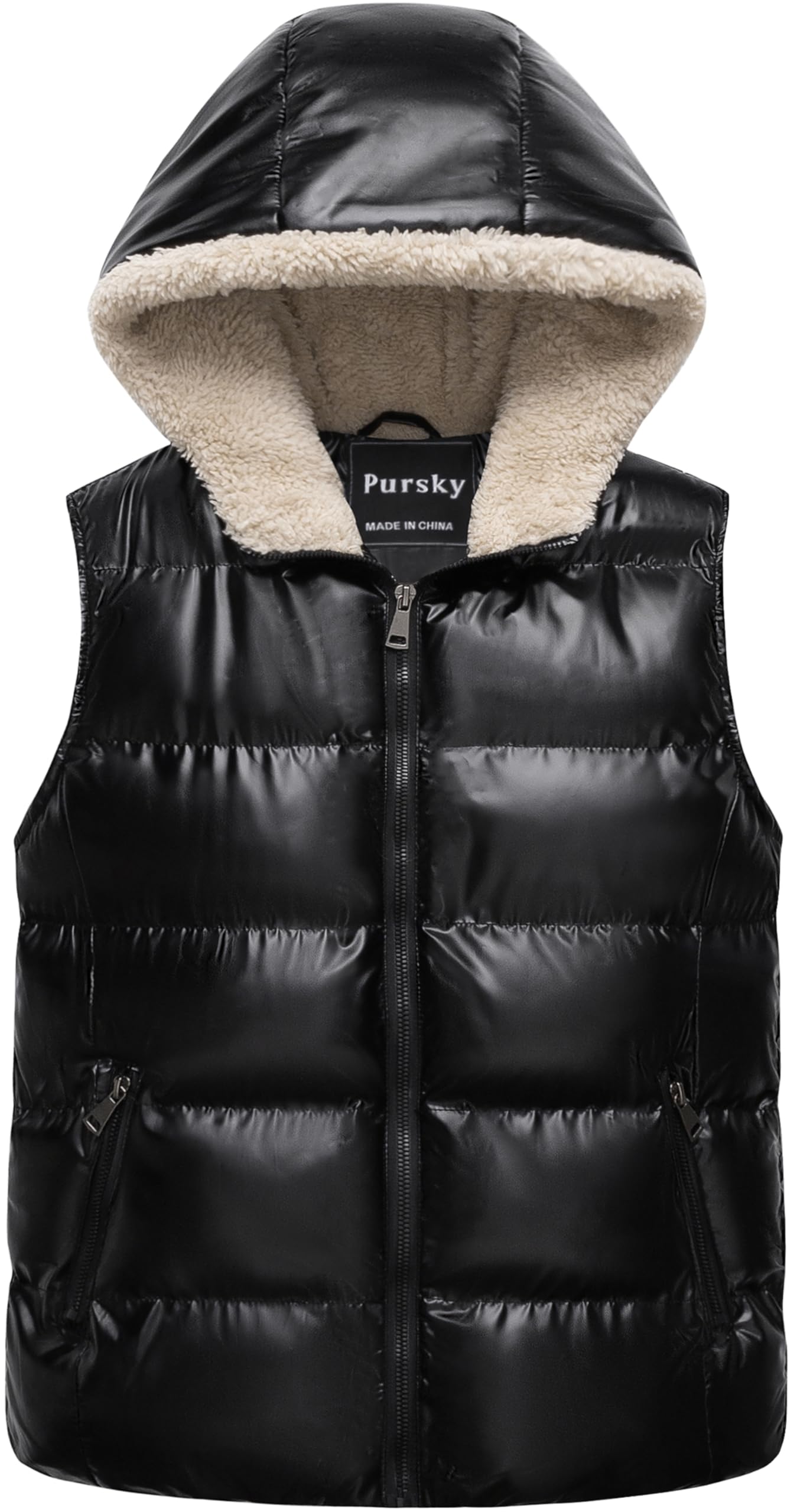 Pursky Girl's and Boy's Hooded Warm Puffer Vest Outerwear Soft Flannel Lined Insulation Waistcoat
