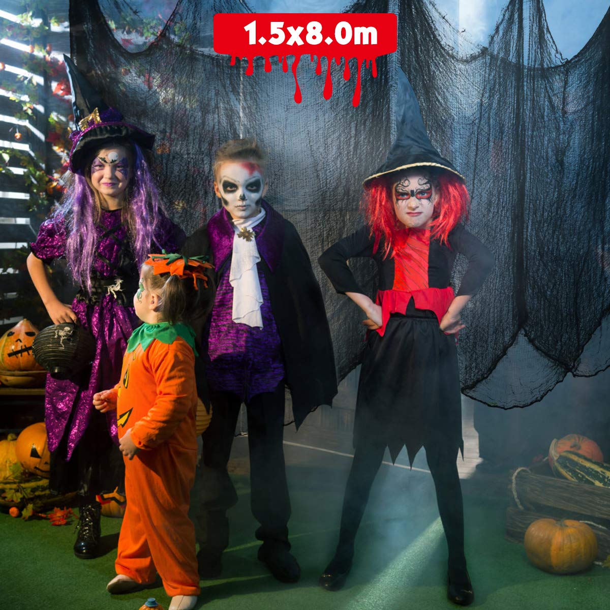 Lot De 6 Tissus Décoratifs De 1,50 M - Tissu Effrayant Pour Saignement - Grande Horreur - Décoration D'Halloween - Intérieur Et Extérieur - Gothique - Décoration De Table - Rideau De Porte