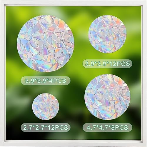 Miniatura 2 de 36 calcomanías anticolisión para ventana, calcomanías de arco iris, para salvar a los pájaros de colisiones de ventanas, vinilo prismático no