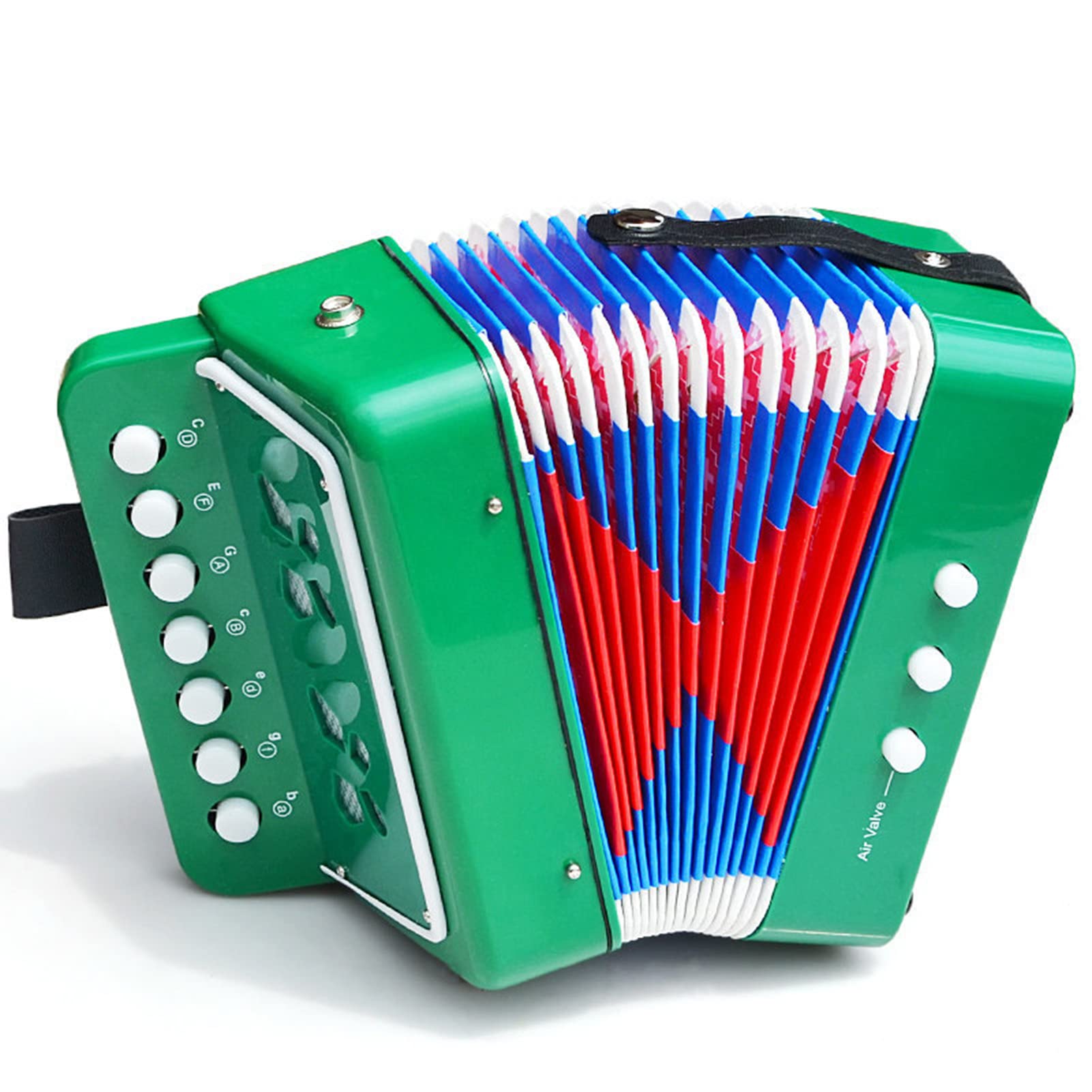 Aramox Akkordeon-Spielzeug, Kunststoff, 2 Bässe, 7 Tasten, Musikinstrument für Kinder, Fördert Koordination und Spaß für Kinder ab 3 Jahren (GREEN)
