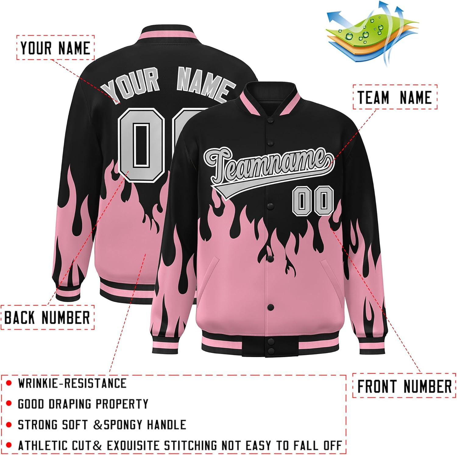 KXK Personalized Men Fashion Varsity Baseball Jacket Letterman Bomber Jacket Custom Stitched Name Number Logo - Image 2