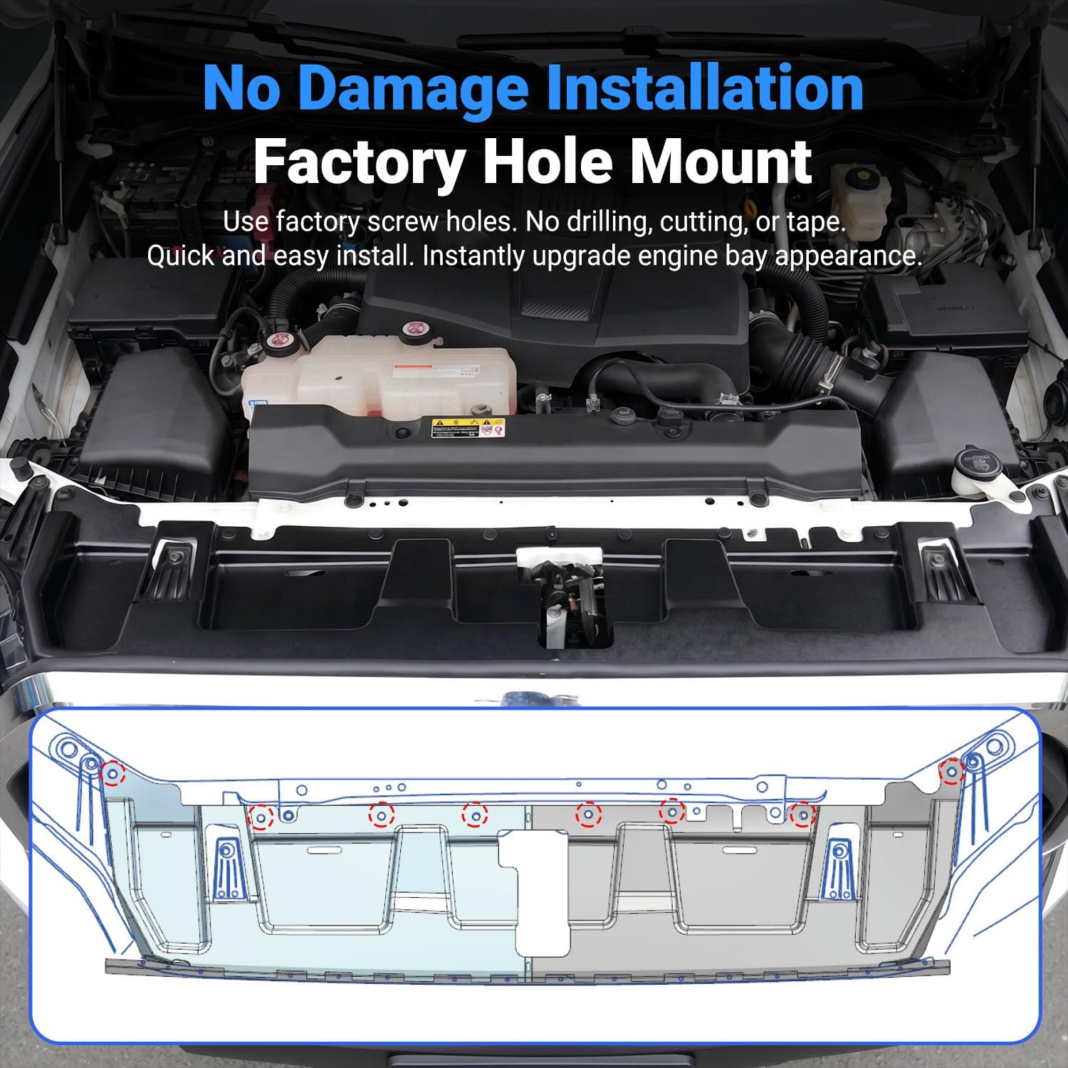 Front Upper Radiator Support Cover Compatible with 2022-2026 Toyota Tundra 2023-2026 Sequoia Upper Radiator Core Mount Support Replacement for 2022-2026 Toyota Tundra Accessories
