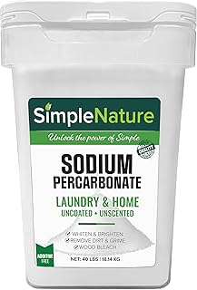 Sodium Percarbonate (40 lbs) - Versatile Non-toxic Biodegradable Scent-Free Cleaner for Home, Laundry, and Decking - Pure Oxygen Bleach - Convenient Container with Scoop